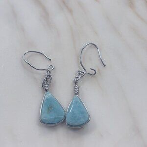 Genuine Larimar Drop Earrings – Surgical Steel Setting
